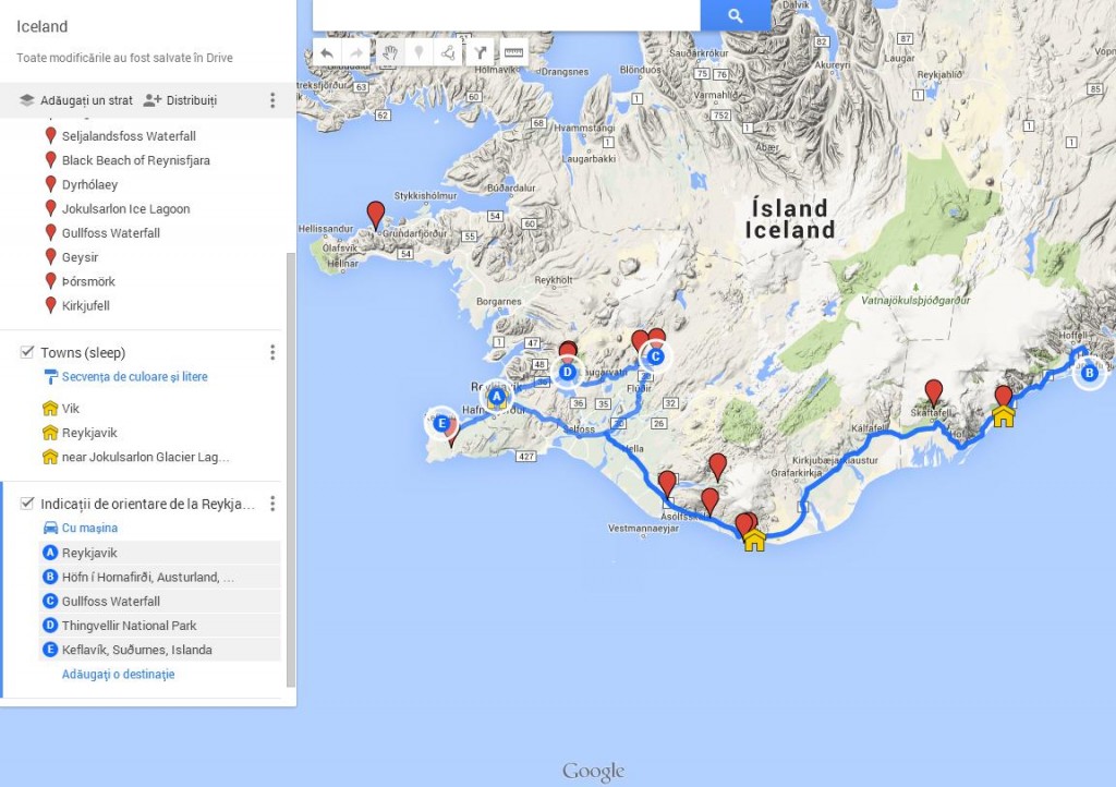 Harta Calatorie Islanda 2015