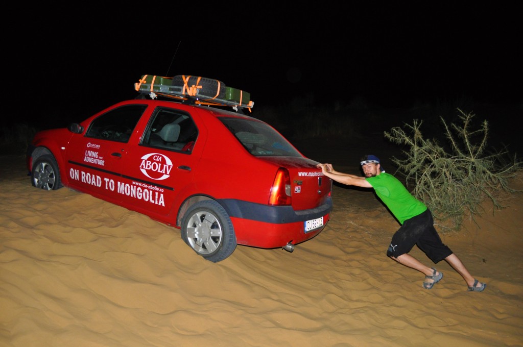 Car stuck in the Karakum desert