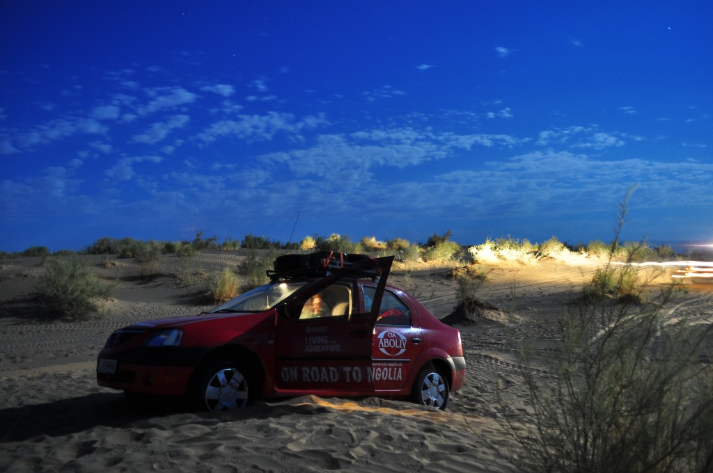 Car stuck in the Karakum desert