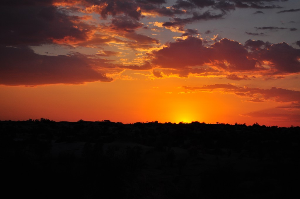 Sunset in Karakum desert